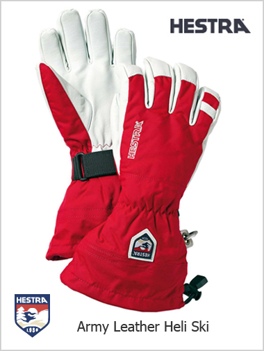 Army Leather Heli Ski gloves - red