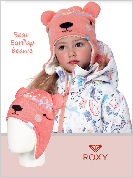 Bear Earflap beanie - Shell pink (age 3-6)