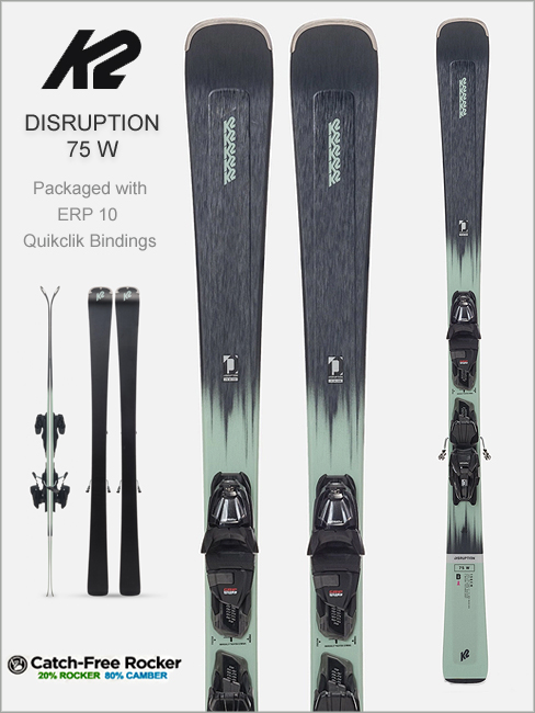 Disruption 75 W skis and Marker ERP 10 Quikclik bindings