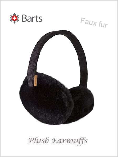 Faux Fur Plush Earmuffs - Black