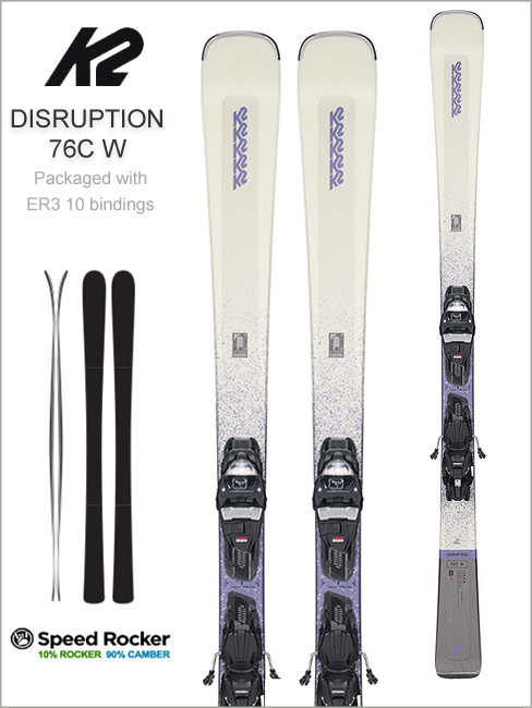 Disruption 76C W skis and Marker ER3 10 Quikclik Bindings