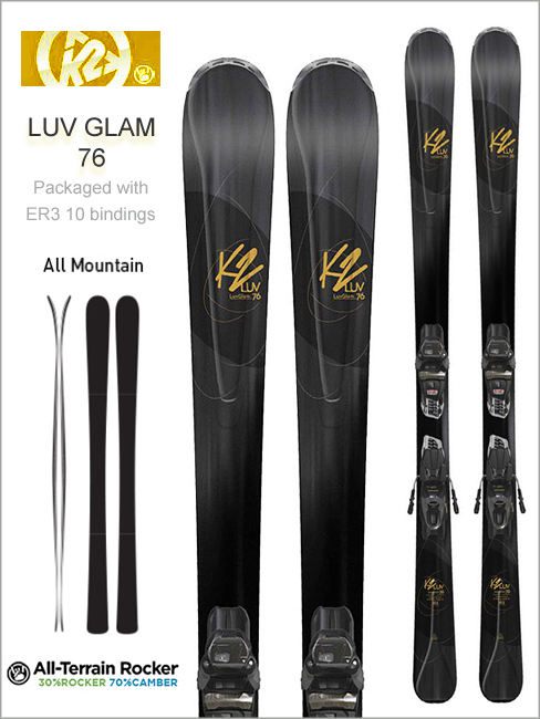 Luv Glam 76 skis & Marker ER3 10 bindings
