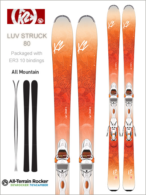 Luv Struck 80 skis and ER3 10 bindings
