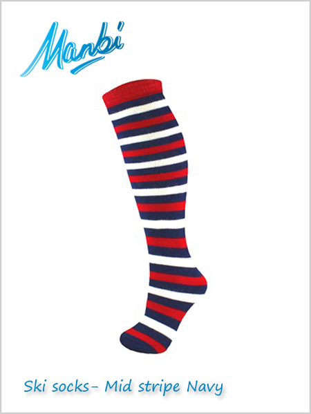 Junior Thermal ski tube socks - red / navy stripes