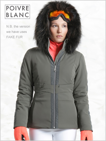 Yvonne stretch ski jacket (fake fur) - Khaki grey
